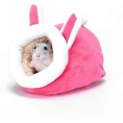 Hamster Kleines Baumwollnest Winterschlafnest Haus Baumwolle Kaninchennest Winter Warmes Baumwollschlafnest für Kleintier Mini-Igel, Rosa