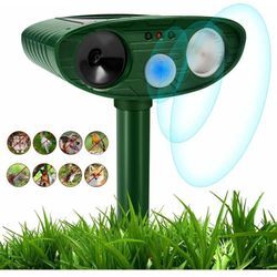 Katzenvertreiber, Solar-Tiervertreiber, wasserdichter Garten, Ultraschall-Tiervertreiber mit LED-Blitzlampe und PIR-Bewegungssensor-Lautsprecher,