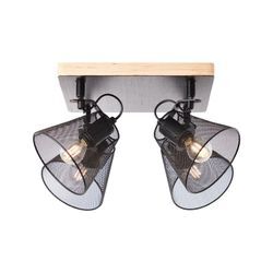 BRILLIANT Lampe, Whole Spotplatte 4flg schwarz/holzfarbend, Metall/Holz, 4x D45, E14, 40W,Tropfenlampen (nicht enthalten)