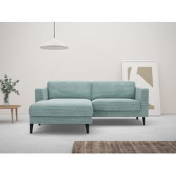 Ecksofa HOME AFFAIRE "Amancey, L-Form, Cord oder weicher wasserabweisender Strukturstoff", blau (aqua), B:215cm H:83cm T:158cm, 100% PES, Sofas, Breite 255 cm, mit Massivholzrahmen, Komfortschaum