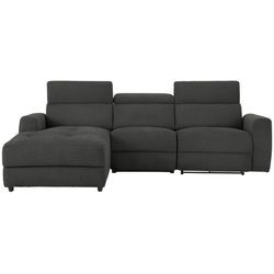 Ecksofa HOME AFFAIRE "Sentrano, L-Form", grau (anthrazit), B:275cm H:82cm T:164cm, NaturLEDER/Kunstleder (Das Leder hat eine Dicke von 0, 9-1, 0 mm), Kunstleder, Webstoff (95% Polyester, 5% Nylon), Struktur fein (95% Polyester, 5% Nylon), Sofas, 275 cm, man. o. elektr. Relaxfunktion und USB/Kopfverstellung