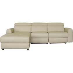 Ecksofa HOME AFFAIRE "Sentrano, L-Form", beige (creme), B:275cm H:82cm T:164cm, NaturLEDER/Kunstleder (Das Leder hat eine Dicke von 0, 9-1, 0 mm), Kunstleder, Webstoff (95% Polyester, 5% Nylon), Struktur fein (95% Polyester, 5% Nylon), Sofas, 275 cm, man. o. elektr. Relaxfunktion und USB/Kopfverstellung