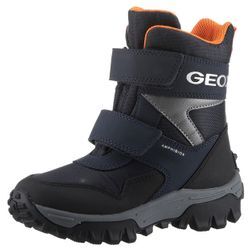 Winterboots GEOX "J HIMALAYA BOY B ABX" Gr. 35, blau (navy), Kinder, Textil, Lederimitat, Schuhe, Snowboots, Klettstiefel, Kindergartenschuh mit Profillaufsohle