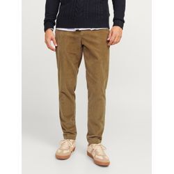 Chinos JACK & JONES "JPSTACE JJCORDUROY CHINO SN" Gr. 32, Länge 34, braun (e.wood), Herren, Web, Obermaterial: 98% Baumwolle, 2% Elasthan, meliert, Hosen