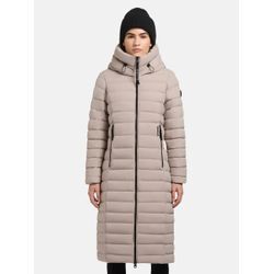 Steppjacke KHUJO "Imes-YM" Gr. M (38), beige Damen Jacken Steppmantel mit hohem Kragen und silbrig glänzendem Innenfutter