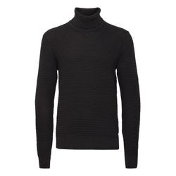 Strickpullover CASUAL FRIDAY "Strickpullover CFKARL structured roll neck knit", Herren, Gr. L, schwarz (schwarz beauty), Web, Obermaterial: 100% Baumwolle CO., unifarben, elegant, normal, Pullover