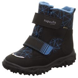 Klettstiefel SUPERFIT "HUSKY WMS: mittel", Kinder, Gr. 28, schwarz (schwarz, blau), Textil, casual, Schuhe, Snowboots, Winterstiefel mit GORE TEX-Membran