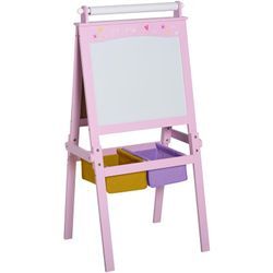 Homcom - Kindertafel Kinder Staffelei Schreibtafel 3-in-1-Design Spieltafel mit 2 abnehmbaren Aufbewahrungskörben magnetisch für Kinder über 3 Jahre