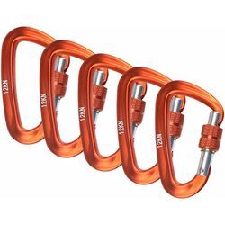 SHINING HOUSE Karabiner mit Schraubverschluss 12Kn, 5 Stück, orange, 81 48mm