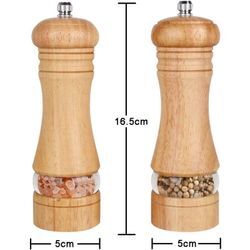 2er-Set Salz- und Pfefferstreuer aus Holz, verstellbar mit Keramik-Gewürzmühle, 6 Zoll - Ahlsen