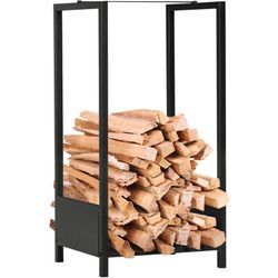 Kaminholzregal Brennholzregal Feuerholzregal Kaminholzlager, Stapelhilfe für Brennholz Kaminholzunterstand für Garten Balkon Stahl Schwarz 39 x 35 x