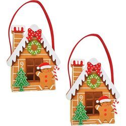 Filz Weihnachts Geschenktasche Lebkuchenhaus 2er Set - 21 x 17 cm - Deko Tasche im Knusperhäuschen Design - Weihnachten Advent Nikolaus Wichtel