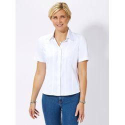 Hemdbluse CASUAL LOOKS, Damen, Gr. 40, weiß, 50% Baumwolle, 50% Polyester, unifarben, Kurzarm, Blusen