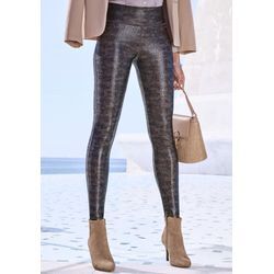 Leggings LASCANA Gr. 32/34, N-Gr, schwarz (khaki, schwarz), Damen, Jersey, Obermaterial: 81% Polyester, 19% Elasthan, animal-print, Hosen, mit modischem Alloverdruck