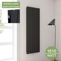 Design Heizkörper Anthrazit Flachheizkörper Heizung Vertikal Doppellagig 1600x539mm - Elegant