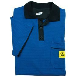 ESD-Polo-Shirt, mit schwarzem Kragen, Größe xl, blau - Wetec