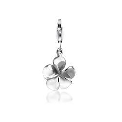 Charm-Einhänger NENALINA "Anhänger Frangipani Blüte Flower 925 Silber", silber, Charms, Damen, ohne Stein, Silber 925 (Sterlingsilber)