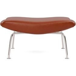 Wegner Ox Ottoman, brushed steel / leder cera 905 russet brown