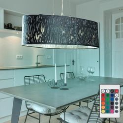 Pendel Lampe Wohn Zimmer Samt Hänge Decken Leuchte fernbedienung im Set inkl rgb led Leuchtmittel