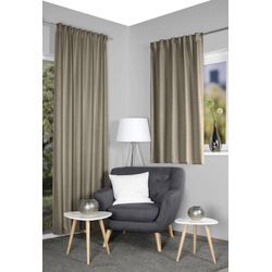 Vorhang HOME WOHNIDEEN "ESKAMIO" Gr. 2, beige, B:135cm H:160cm, Polyester, Gardinen, Thermo, Blickdicht, Leinenstruktur