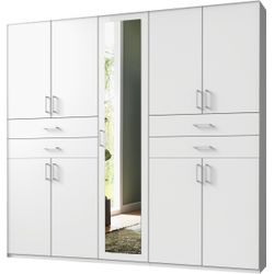 Drehtürenschrank WIMEX "Taiga Kleiderschrank mit Spiegel OTTOs Choice Topseller", weiß, Schränke, B/H/T: 225cm x 210cm x 58cm, 9 St., Spanplatte mit Schubladen auf bequemer Höhe, TOPSELLER