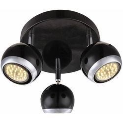 Deckenleuchte Spots Deckenlampe Chrom schwarz Deckenstrahler 3 flammig, bewegliche Spots, 3x led 3W 250lm, DxH 18 x 13 cm