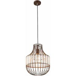 Pendelleuchte Deckenlampe Esstischleuchte Hängelampe Wohnzimmerleuchte, Gitter Design rost K5 Kristalle, 1x E27, DxH 30x120 cm Globo 15275