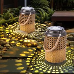 Nowa - Gartenlampe Solar Laterne Außen Boho Deko Solarleuchte Solarlaternen für Außen Garten Außenlampe, hängend stehend, led, DxH 12 x 16 cm, 2er Set