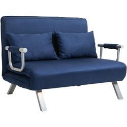 Homcom - Schlafsofa Schlafcouch mit Verstellbarer Rückenlehne, Wurfkissen, 2er-Sofa mit Schlaffunktion, Samtoptik, Armlehne, Couch für Wohnzimmer,