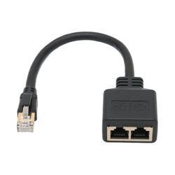 Cyslmuk - RJ45-Splitter-Adapter, 1 auf 2 RJ45-Netzwerk-Port-Ethernet-Adapter-Splitter, CAT8-Netzwerkkabel-Splitter-Adapter für das Heimbüro