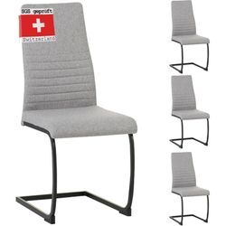 Freischwinger Stuhl turano 4er Set, Grau - Esszimmerstuhl Schwingstuhl mit Modernem Design, Stoff-Bezug, Dicke Polsterung - Küchenstuhl,