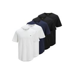 Rundhalsshirt JACK & JONES "JPRBLABRODY TEE SS CREW NECK 5PK MP" Gr. L, bunt (weiß pack:with 2xweiß, 2xschwarz, 1navyblazer), Herren, Jersey, Obermaterial: 100% Baumwolle, bestickt, Shirts