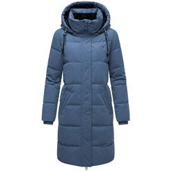 Wintermantel NAVAHOO "Wintertanz 14" Gr. XL (42), blau (graublau) Damen Mäntel modischer Steppmantel mit hohem Kragen