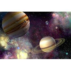 Fototapete PAPERMOON "GALAXIE-WELTALL UNIVERSUM PLANETEN SOLAR SYSTEM STERNE", bunt, B:3,00m L:2,23m, Vlies, Tapeten