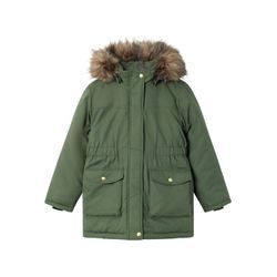 Parka NAME IT "NKFMASTER PARKA JACKET PB", Mädchen, Gr. 152, grün (thyme), Web, Obermaterial: 100% Polyester, unifarben, casual, Langarm, Jacken