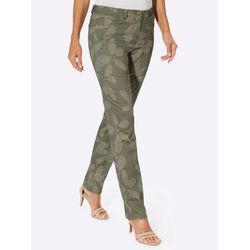 Webhose LADY, Damen, Gr. 38, Normalgrößen, grün (khaki, sand, bedruckt), 98% Baumwolle, 2% Elasthan, geblümt, gemustert, mehrfarbig, bedruckt, lang, Hosen 5-Pocket-Hose