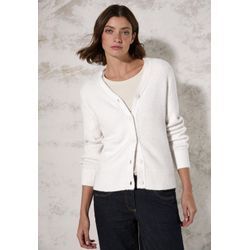 Cardigan CECIL Gr. L (42), weiß (birch weiß) Damen Strickjacken mit V-Ausschnitt