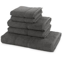 Handtuch Set MÖVE FOR FROTTANA, grau (graphite), 5 tlg., Walkfrottier, Obermaterial: 100% Baumwolle, Handtuch-Sets