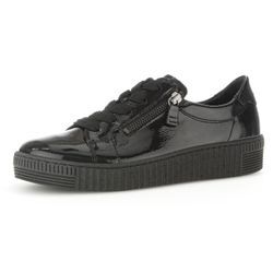 Plateausneaker GABOR, Damen, Gr. 37, schwarz, Lackleder, glänzend, sportlich, Schuhe, mit Best Fitting-Ausstattung, Freizeitschuh, Halbschuh, Schnürschuh