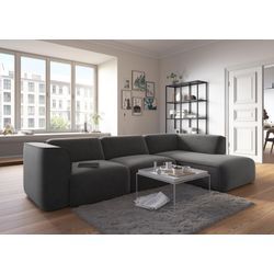 Ecksofa RAUM.ID "Merid jederzeit durch Module erweiterbar L-Form", grau (anthrazit), B:295cm H:70cm T:162cm, Struktur fein (100% Polyester), Samtoptik (100% Polyester), Samtcord (92% Polyester, 8% Polyamid), Sofas, als Modul oder separat verwendbar, für individuelle Zusammenstellung, Topseller