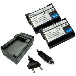 3in1 Set: 2x Li-Ion Akku 2400mAh + Ladegerät kompatibel mit Nikon MB-D11 MB-D12 MB-D14 MB-D15 MB-D17 MB-D18 MB-N10 MB-N11 Batteriegriff - Trade-shop