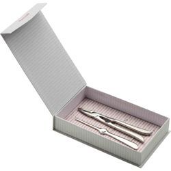 Besteck-Set PINTINOX "Esclusivi", silber (edelstahlfarben), 2 tlg., Edelstahl 18/0, Essbesteck-Sets, Seafoodbesteck, Gabel und eine Hummerzange