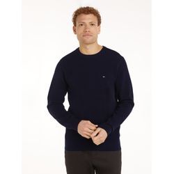 Rundhalspullover TOMMY HILFIGER "ESSENTIAL STRUCTURE CREW NECK", Herren, Gr. M, blau (desert sky), Strick, Obermaterial: 100% Baumwolle, casual, Rundhals, Langarm Rippbündchen, Pullover, mit feiner Struktur