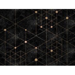 Fototapete LIVING WALLS "The Wall", gold (gold schwarz), B:4m L:3m, Vlies, Vinyl, Tapeten, Fototapete Modern Tapete Geometrisch Tapeten Wohnzimmer Design Optik