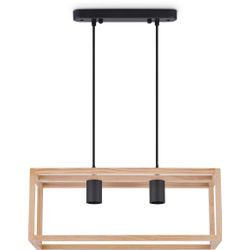 Pendelleuchte PACO HOME "BJÖRN", schwarz, Lampen, H: 19cm LED Pendellampe Wohnzimmer Esszimmer Modern Holz Zweiflammig E27