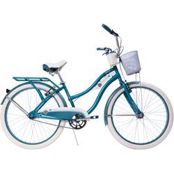 Cruiser HUFFY "Huffy Deluxe Cruiser Mattes Smaragdgrün 26-Zoll" Gr. 38, blau (grün), Fahrräder, Kinder, 38cm, 26 Zoll (66,04cm) hinten: 26 Zoll (66,04cm)