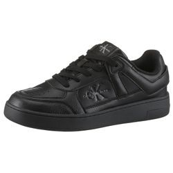 Sneaker CALVIN KLEIN JEANS "BASKET CUP LOW LACEUP TUMBLED" Gr. 42, schwarz Herren Schuhe Schnürschuh, Freizeitschuh, Basket-Halbschuh mit seitlichem Logo