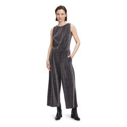 Overall BETTY & CO "Betty & Co Jumpsuit ohne Arm" Gr. 38, Normalgrößen, schwarz, Damen, Obermaterial: 73% Polyester, 21% Polyester metallisiert, 6% Elasthan. Futter: 100% Polyester., Overalls, Falten