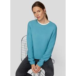 Strickpullover RABE, Damen, Gr. 40, blau (pfauenblau), Strick, Obermaterial: 50% Baumwolle, 50% Polyacryl, unifarben, casual, regular fit normal, Rundhals, Langarm, Pullover, mit Rundhalsausschnitt