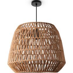 Pendelleuchte PACO HOME "POMI" Lampen Gr. Ø 40cm H: 32cm, braun Pendelleuchte Korb Lampe Esszimmerlampe Rattan Papier Boho E27